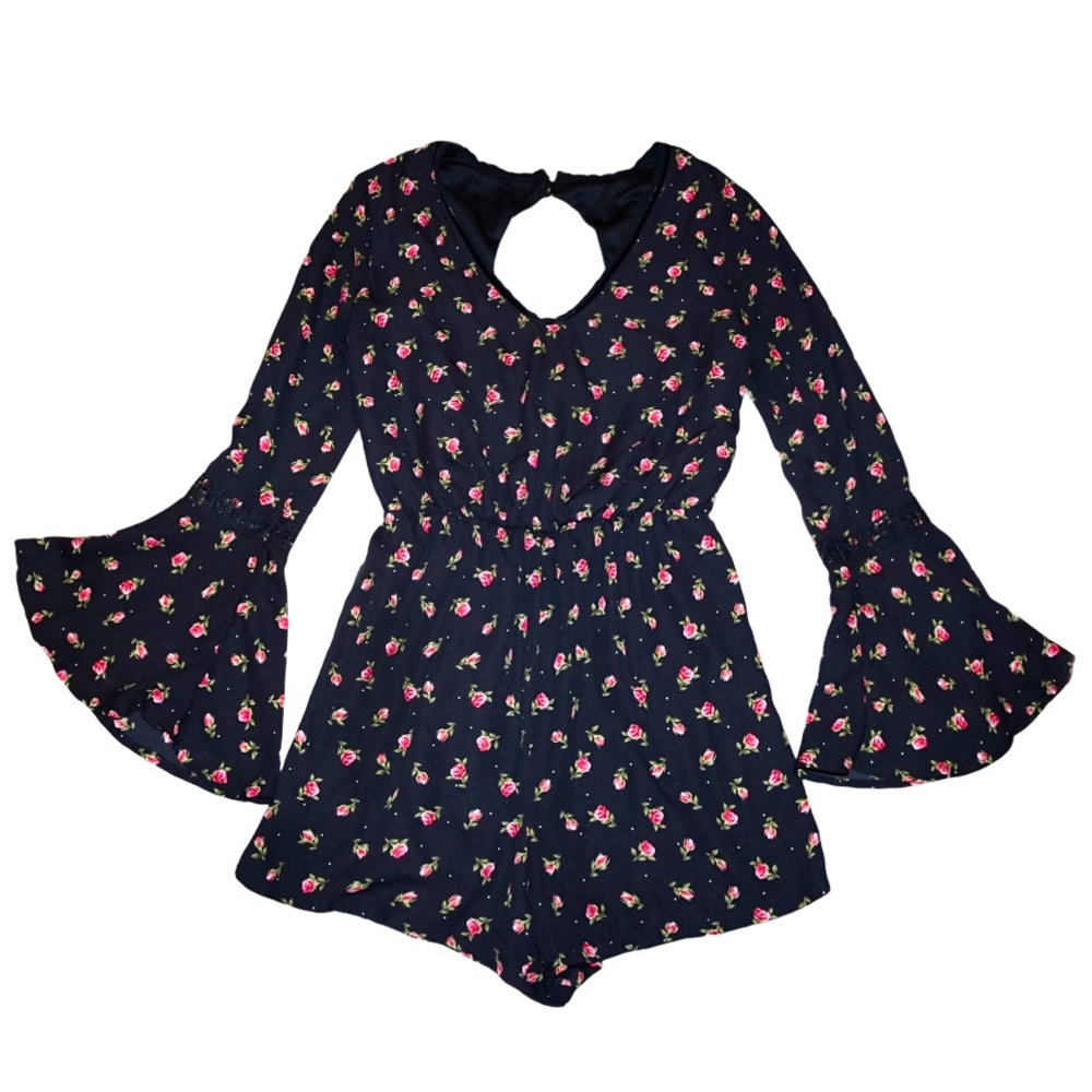 Disney princess bell sleeve floral romper size XS